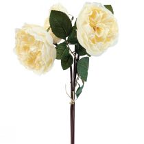Umělé růže jako pravé krémové umělé květiny 48cm 3ks