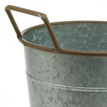 položky Květináč s držadly, kovová nádoba na sázení, květináč stříbrný, hnědý Ø24cm H32,5cm