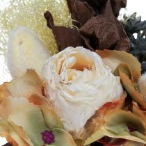 Umělá kytice růže hortenzie suchého vzhledu vintage dekorace 38cm