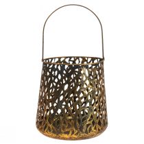Deco lucerna stolní dekorace svícen na čajovou svíčku zlatý starožitný 14,5cm