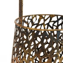 Deco lucerna stolní dekorace svícen na čajovou svíčku zlatý starožitný 14,5cm