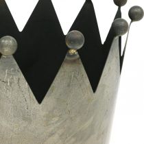 položky Deco korunka starožitný vzhled šedá kovová dekorace Ø17,5cm H17,5cm