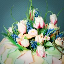 položky Šachovnicové květiny Fritillaria umělá bílá, zelená 40cm 12 ks