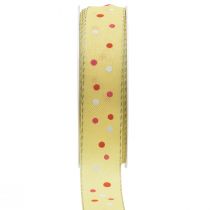 položky Dárková stuha s puntíky stuha žlutá 25mm 18m