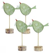 položky Dekorativní dekorace na stůl ptáček Velikonoční dřevěná dekorace mátová 18x13,5cm 4 kusy