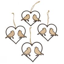 položky Závěsná dekorace srdce s ozdobou ptáčků na zavěšení 12cm 4ks