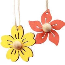 položky Dřevěná květinová závěsná dekorace dřevěná letní dekorace žlutá 4,5cm 24ks
