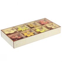 položky Dřevěná květinová závěsná dekorace dřevěná letní dekorace žlutá 4,5cm 24 ks