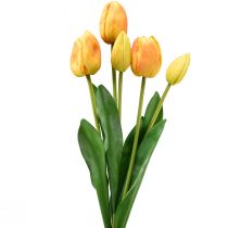 položky Oranžově žluté tulipány Dekorace Real Touch Umělé květiny 49cm 5 ks