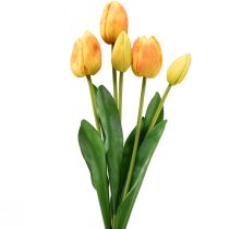 položky Oranžově žluté tulipány Dekorace Real Touch Umělé květiny 49cm 5ks