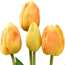 položky Oranžově žluté tulipány Dekorace Real Touch Umělé květiny 49cm 5ks