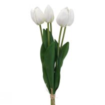položky Bílé tulipány Dekorace Real Touch Umělé květiny jaro 49cm 5ks