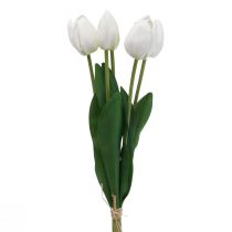 položky Bílé tulipány Dekorace Real Touch Umělé květiny jaro 49cm 5 ks