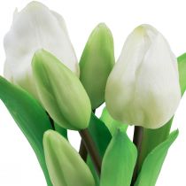 položky Umělé tulipány v květináči Bílé tulipány umělé květiny 22cm
