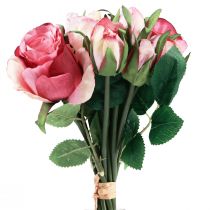 položky Umělé růže Růžové Umělé růže Dekorativní kytice 29cm 12ks