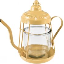 položky Stojan na čajovou svíčku skleněná lucerna konvice na čaj oranžová Ø15cm V26cm