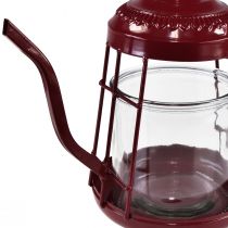 položky Stojan na čajovou svíčku skleněná lucernička čajová konvice červená Ø15cm V26cm