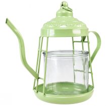 položky Stojan na čajovou svíčku skleněná lucerna čajová konvice zelená Ø15cm V26cm