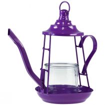 položky Stojan na čajovou svíčku skleněná lucerna konvice na čaj fialová Ø13cm V22cm