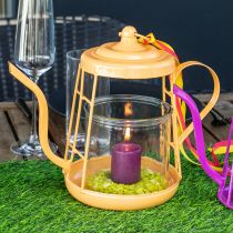 položky Stojan na čajovou svíčku skleněná lucerna konvice na čaj oranžová Ø13cm 22cm