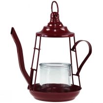 položky Stojan na čajovou svíčku skleněná lucernička čajová konvice červená Ø13cm V22cm