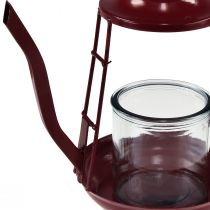 položky Stojan na čajovou svíčku skleněná lucerna kovový džbán červený V22cm