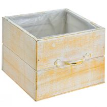položky Zásuvka na rostliny s rukojetí oranžově bílé dřevo 12/15 cm sada 2 ks
