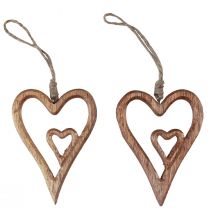 Dřevěné srdce srdíčka z přírodního dřeva na zavěšení 8×11cm 4ks