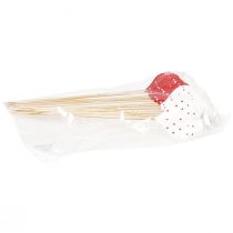 položky Srdce červenobílé tečkované květinové zátky dřevěné 6×5cm 18 ks