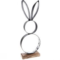 položky Velikonoční ozdobný kovový prsten zajíček s dřevěným podstavcem 21×55cm