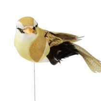 položky Ptáček z peří na drátě ozdobný ptáček s peřím zelený 4cm 12ks