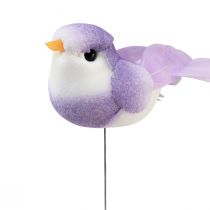 položky Péřový ptáček na drátě, dekorativní ptáček s peřím barevný 2,5cm 24ks