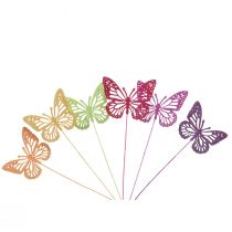Jarní dekorace květinové špunty dřevěné ozdobné motýlky 28cm 18ks