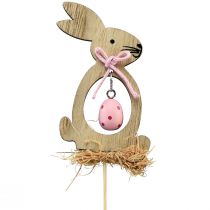 položky Květinová zátka dřevěná ozdobná zátka králík s vajíčkem 5x8,5cm 12 ks