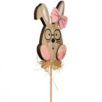 položky Květinový špunt dřevěný velikonoční zajíček s brýlemi 8,5cm 12ks