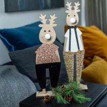 položky Dřevěná ozdobná figurka soba vánoční 12×6,5cm H45cm 2ks