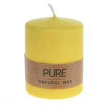 Pillar Candle Yellow Lemon Wenzel Candles PURE Candles 90×70mm