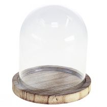 položky Skleněný zvoneček dekorace dřevěný talířek stolní dekorace mini sýrový zvoneček V13cm