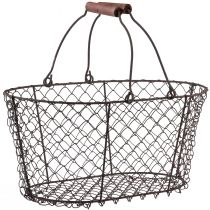 položky Drátěný koš síťovaný koš kovový koš nerez rukojeť dřevo L30cm