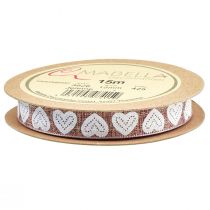 položky Dárková stuha srdíčka ozdobná stuha vínově červená hnědá 15mm 15m