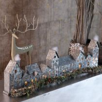 položky Dekorativní řada domečků s držáky na čajové svíčky, adventní dekorace, 68 cm