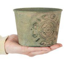 položky Kovový květináč, zelený, vintage, Ø22 cm–13,5 cm, sada 3 kusů