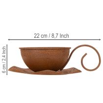 položky Vintage květináč s podšálkem v rezavé barvě, Ø17,5 cm, V6 cm