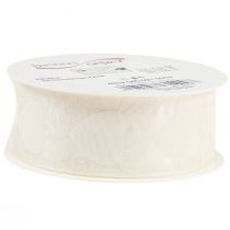 položky Organzová stuha krémová ozdobná stuha srdíčka 40mm 15m