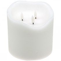 LED svíčka velká vosková bílá na bateriový časovač Ø14,5cm H15cm