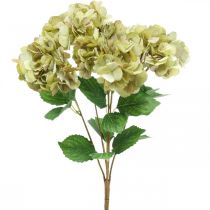 Kytice hortenzie umělá zelená, hnědá 5 květů 48cm