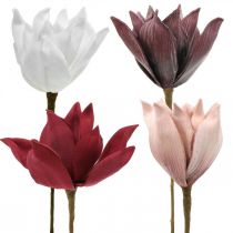 Magnolie umělá květina na špejli Ø10cm Pěna 6ks Různé barvy