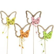 položky Květinová zátka motýl dekorativní zátka dřevěná 8,5x7cm 12 kusů
