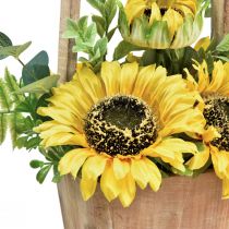 položky Aranžmá slunečnice z umělých květin v dřevěném květináči H31cm