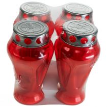 položky Náhrobní svíčky červené kapky smuteční světla Ø9cm V17cm 4 ks